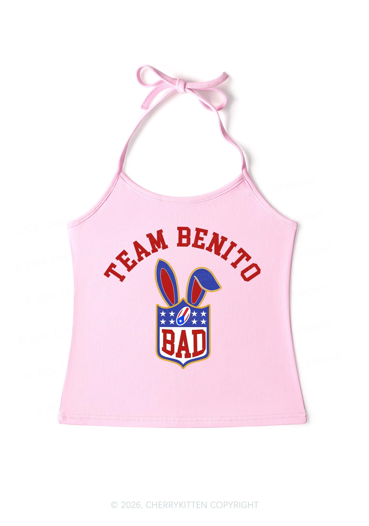 Pink Football Bunny Y2K Halter Neck Cami Cherrykitten