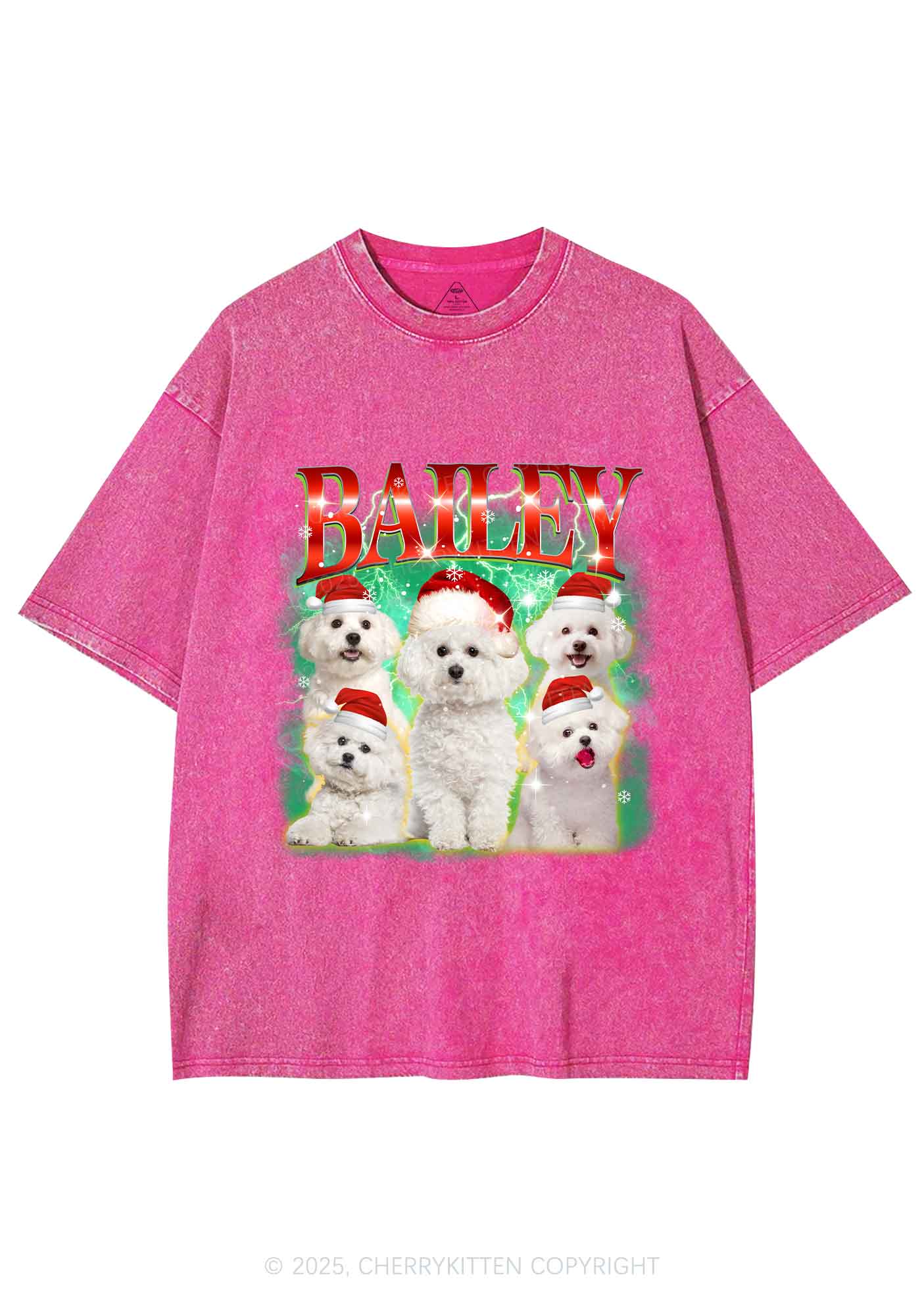 Custom Christmas Puppy Y2K Shirts Washed Tee Cherrykitten