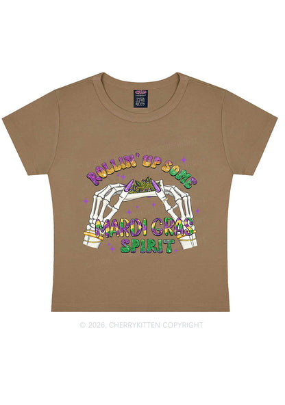 Rollin Up Mardi Gras Spirit Y2K Baby Tee Cherrykitten