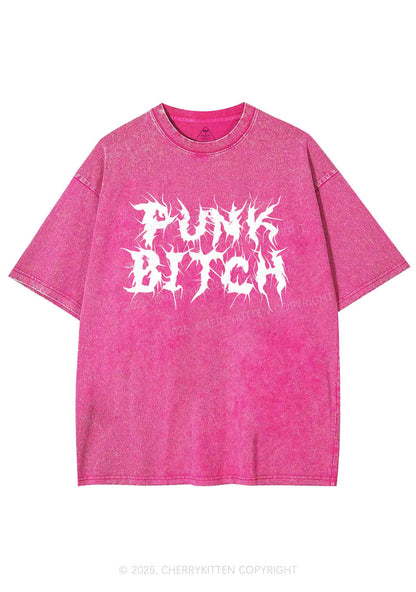 Punk Bxxch Y2K Shirts Washed Tee Cherrykitten