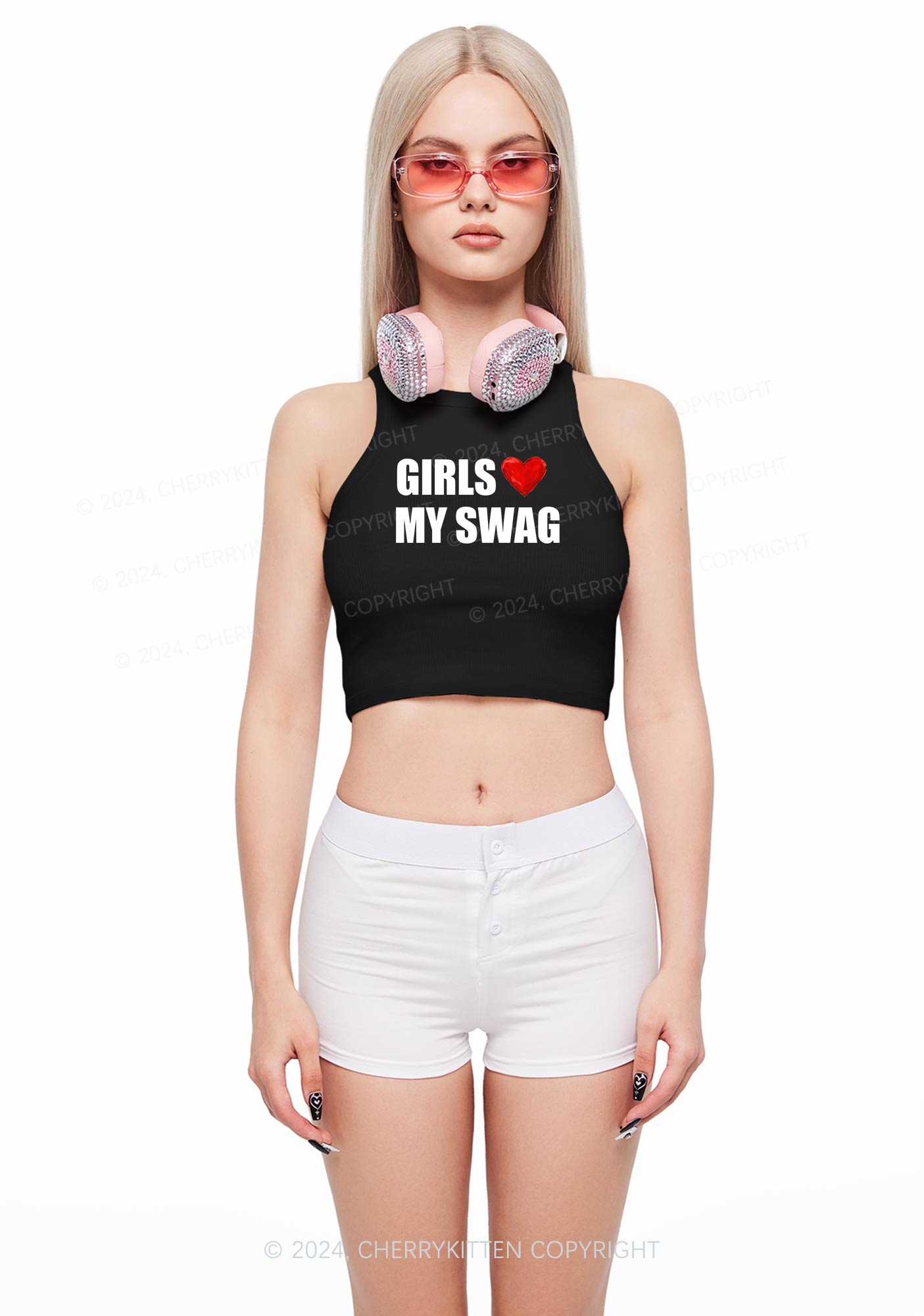 Girls Love My Swag Y2K Crop Tank Top Cherrykitten