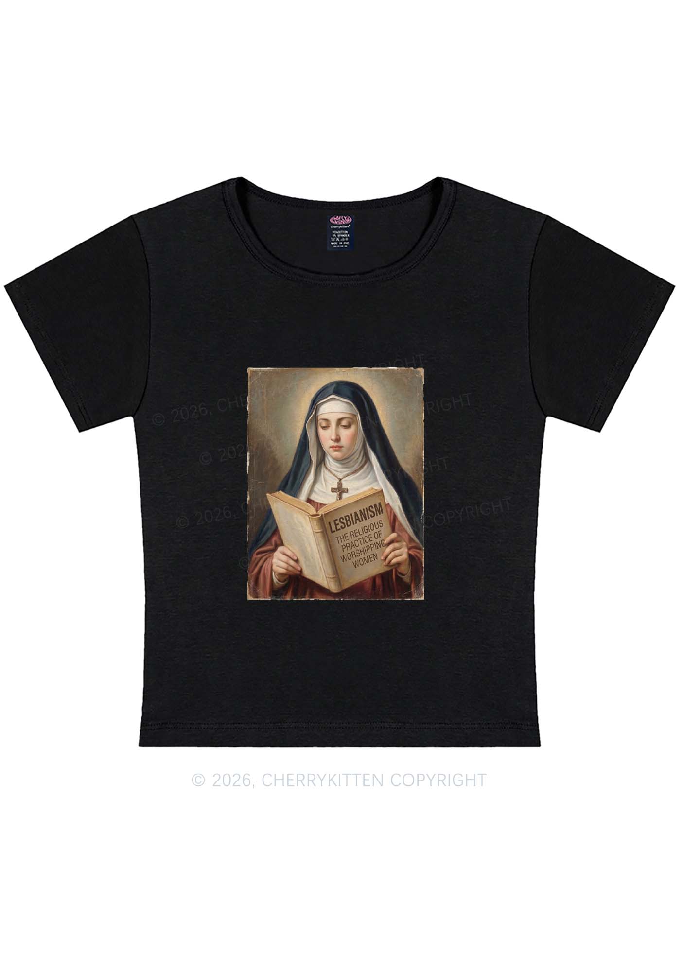 Lesbianism Nun Pride Y2K Baby Tee Cherrykitten