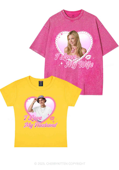 Custom Love My Wife Photo Y2K Valentine's Day Couple Shirt Cherrykitten
