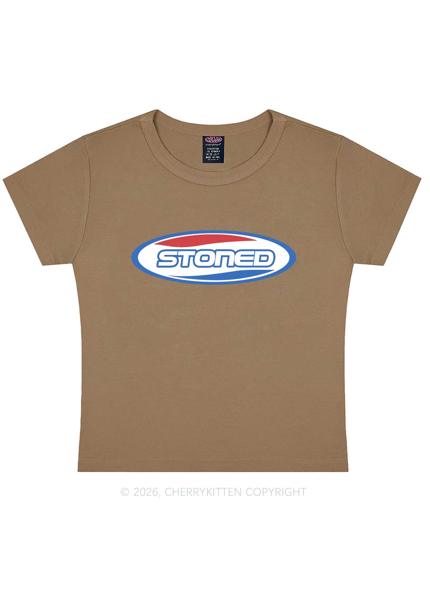 Stoned Slogan Y2K Baby Tee Cherrykitten