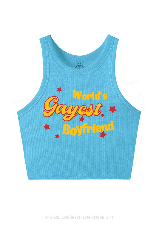 Worlds Gayest Boyfriend Pride Y2K Crop Tank Top Cherrykitten