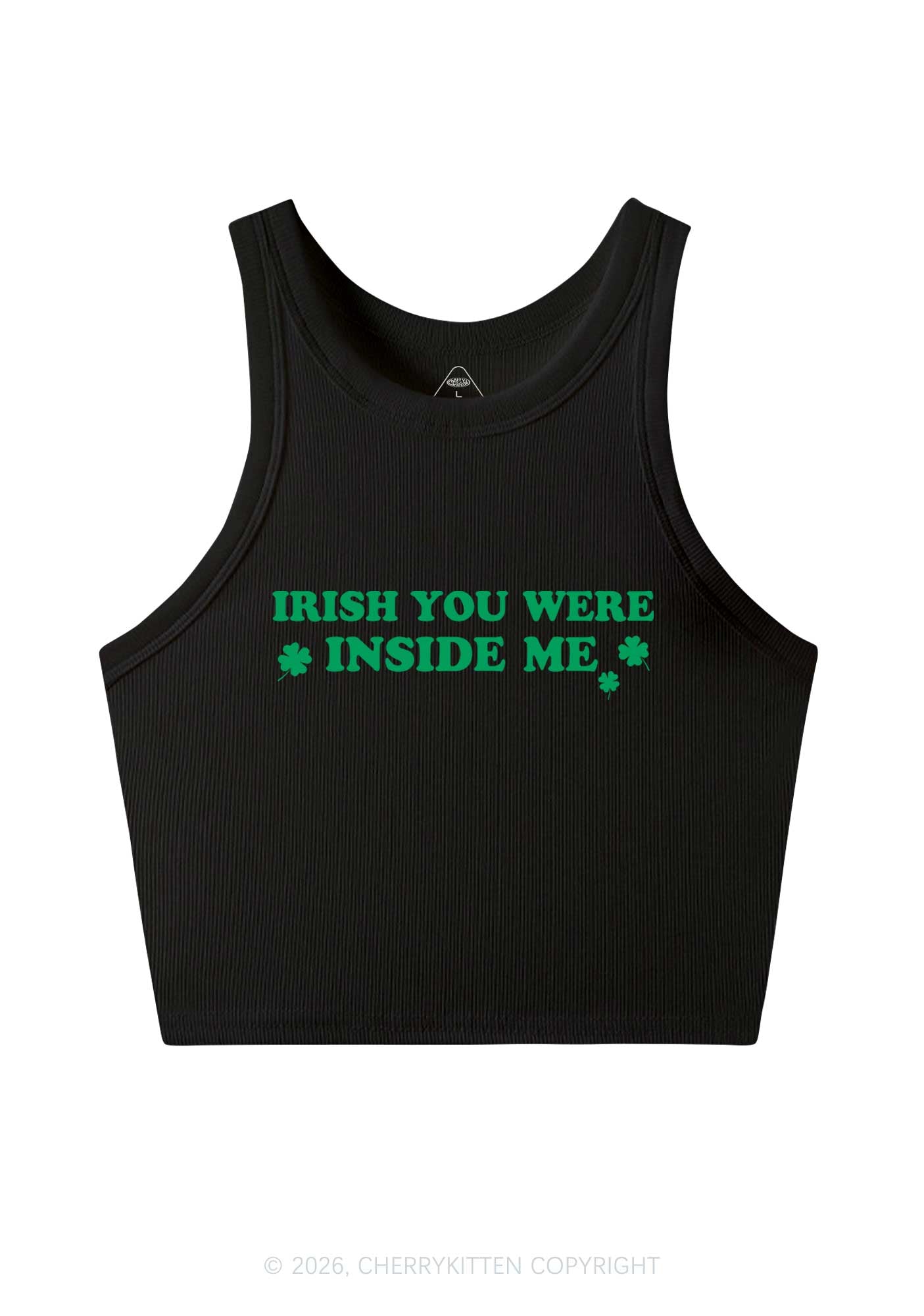 Irish You Were Inside Me St Patricks Y2K Crop Tank Top Cherrykitten