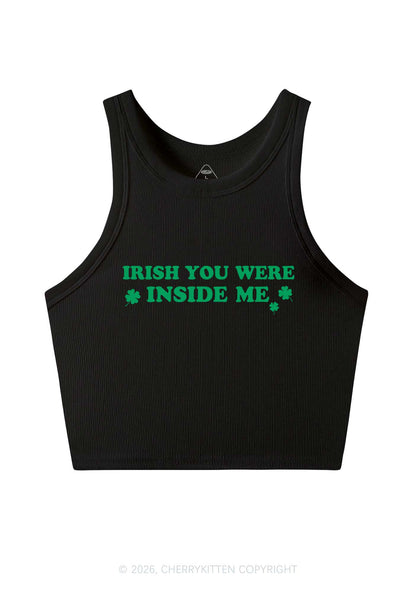 Irish You Were Inside Me St Patricks Y2K Crop Tank Top Cherrykitten