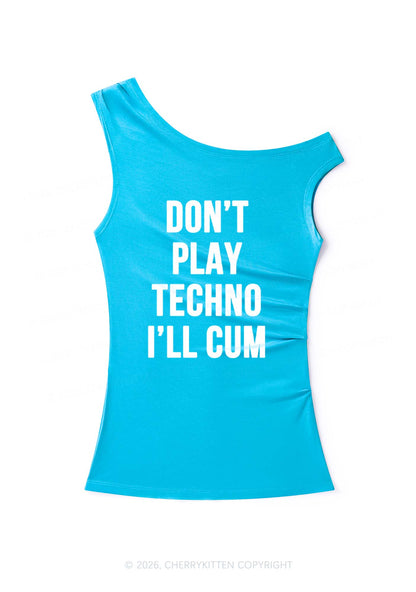 Dont Play Techno Y2K Off Shoulder Tank Top Cherrykitten