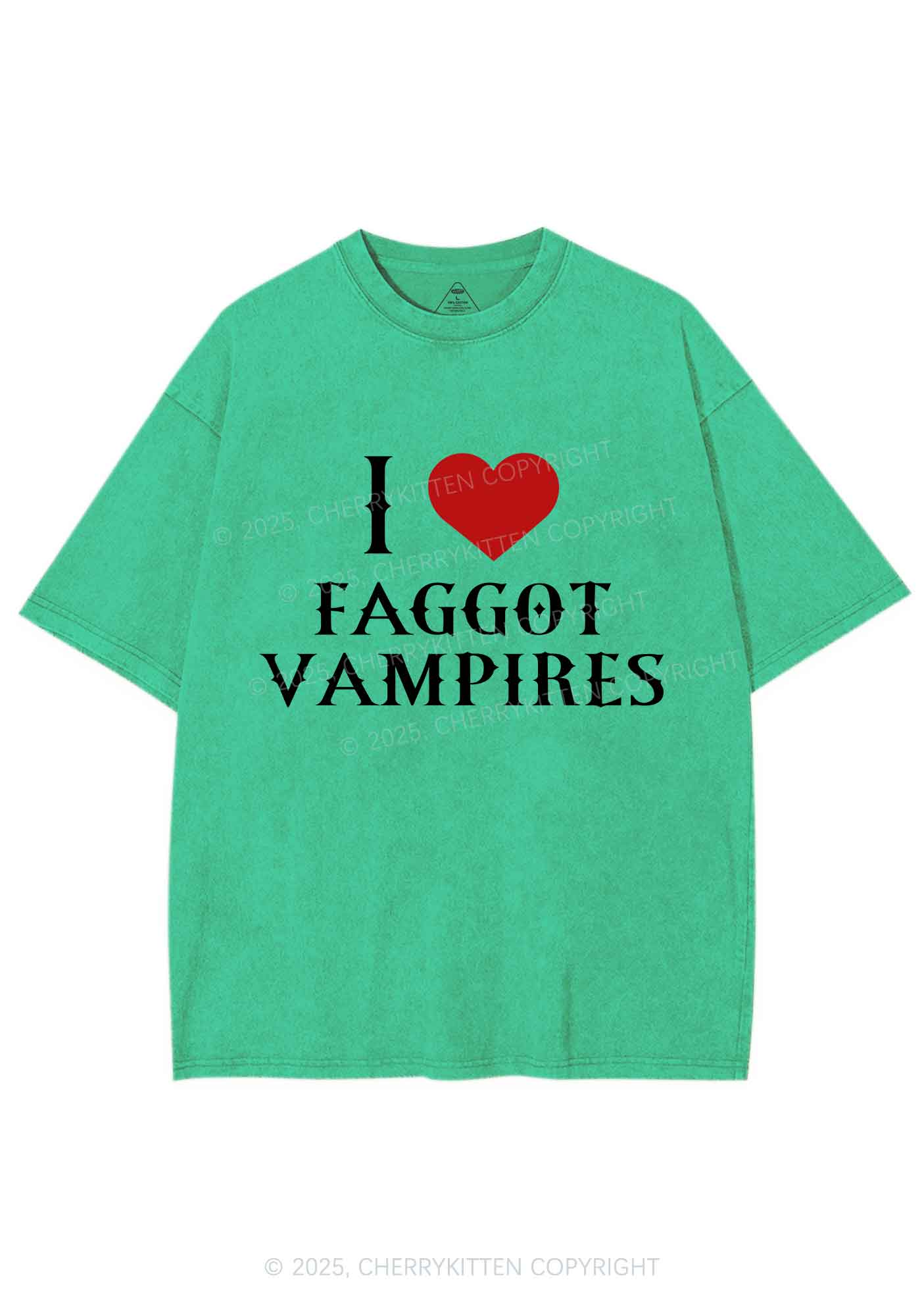 I Love Faggot Vampires Pride Y2K Shirts Washed Tee Cherrykitten