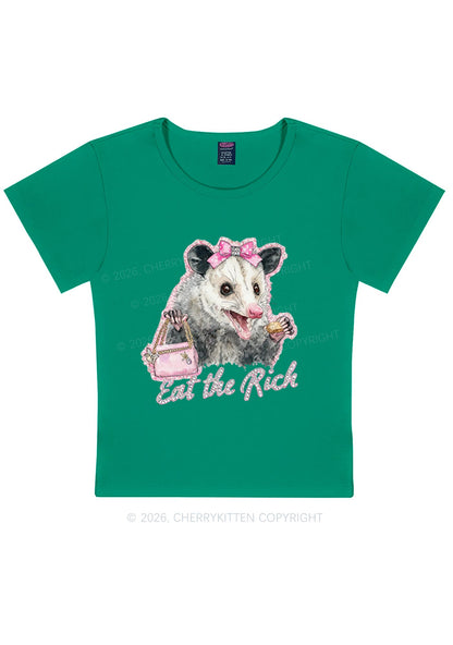 Eat The Rich Possum Y2K Baby Tee Cherrykitten