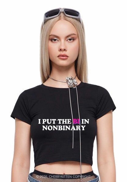 I Put The Bi In Nonbinary Pride Y2K Baby Tee Cherrykitten