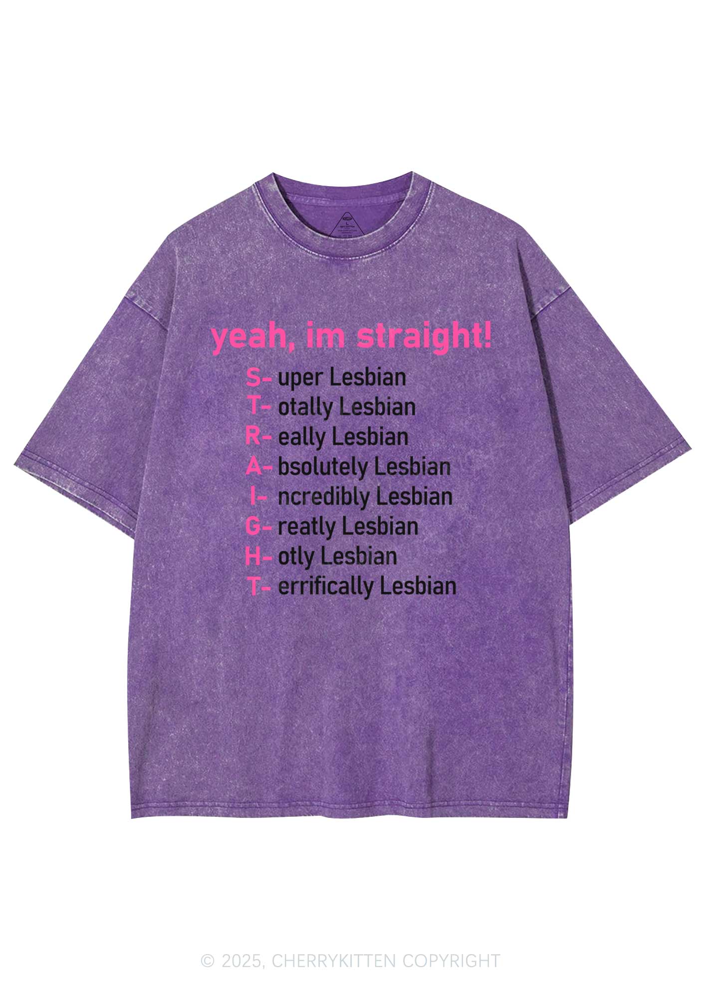 Straight Lesbian Y2K Shirts Washed Tee Cherrykitten
