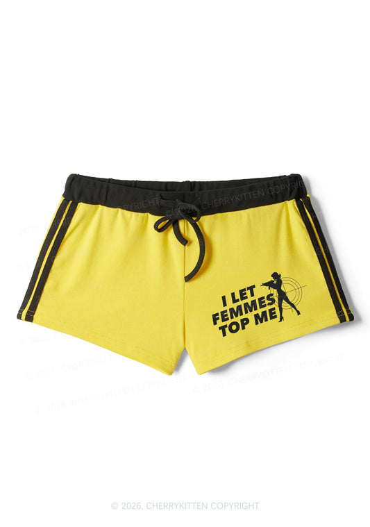 I Let Femmes Top Me Pride Y2K Drawstring Mini Shorts Cherrykitten