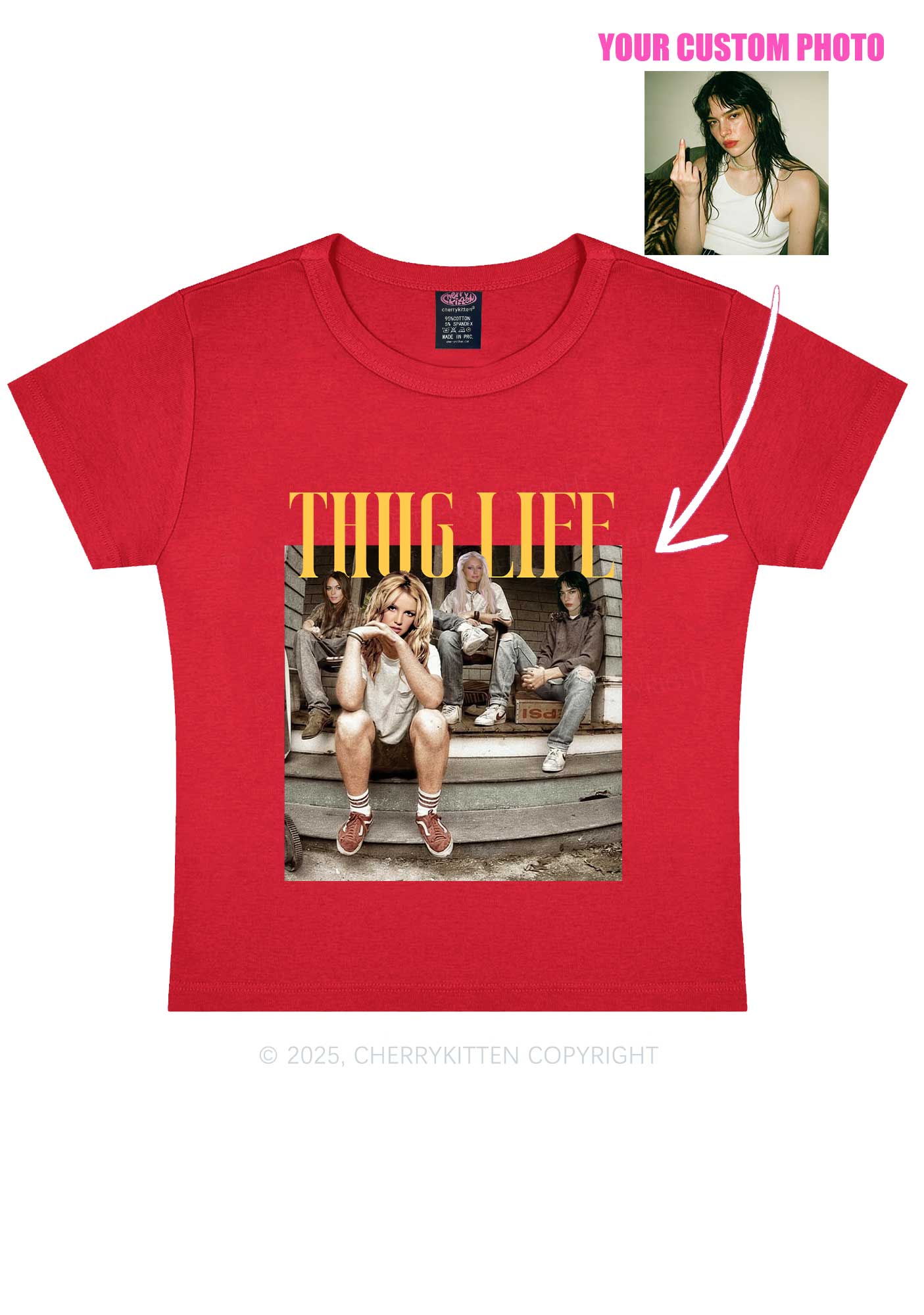 Custom Girls Thug Life Y2K Baby Tee Cherrykitten