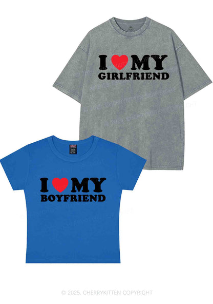 I Love GF BF Y2K Valentine's Day Couple Shirt Cherrykitten