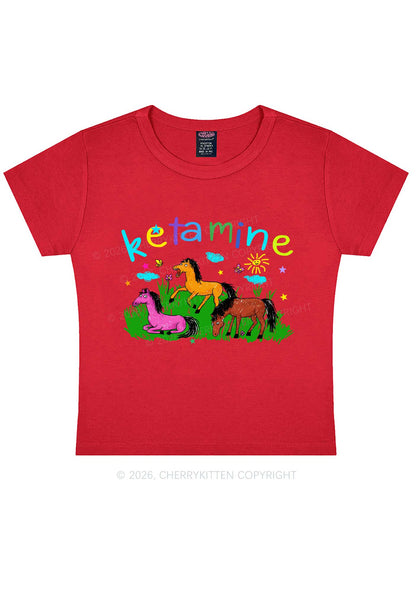 Rainbow K Pony Y2K Baby Tee Cherrykitten