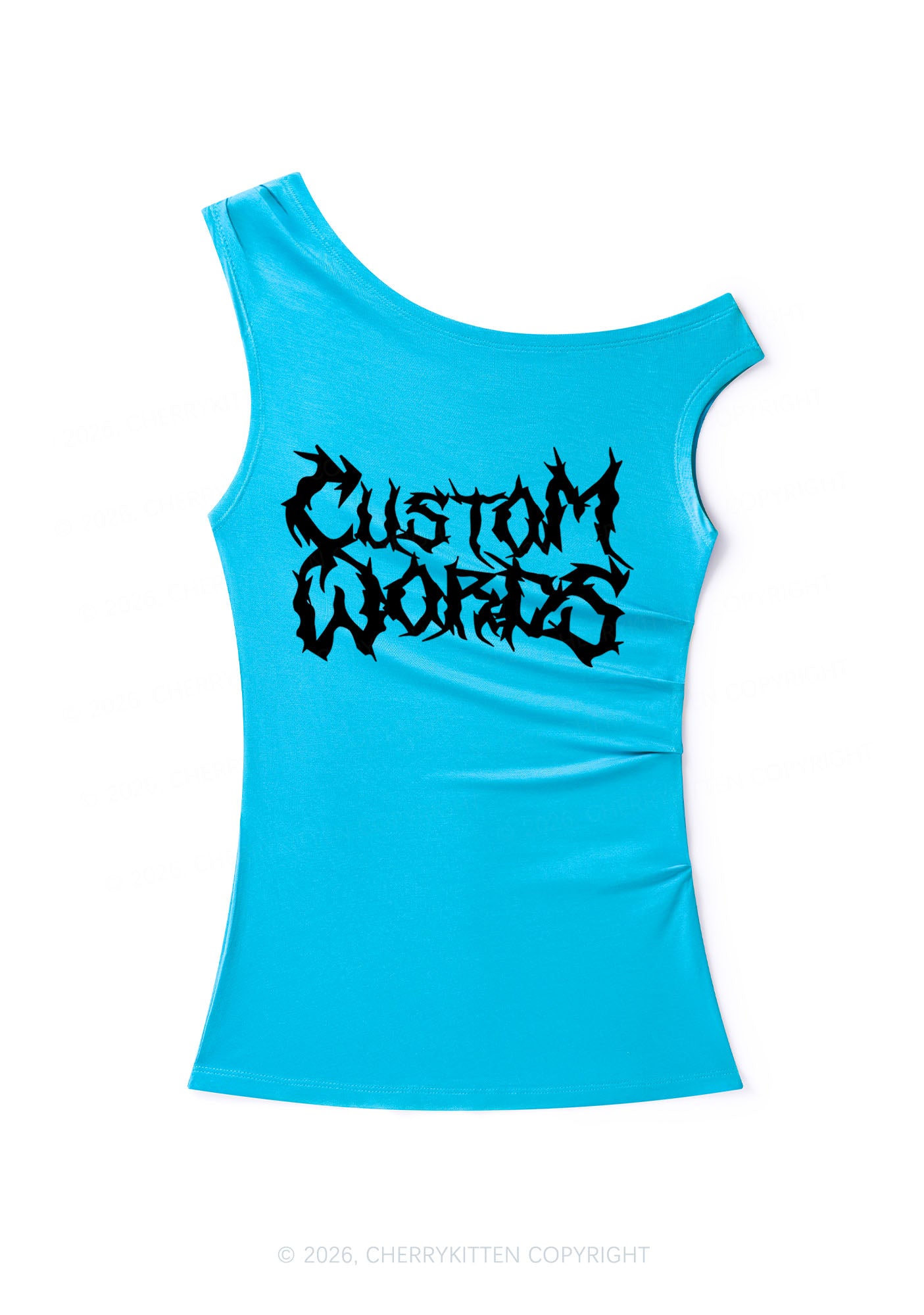 Custom Text Punk Font Y2K Off Shoulder Tank Top Cherrykitten