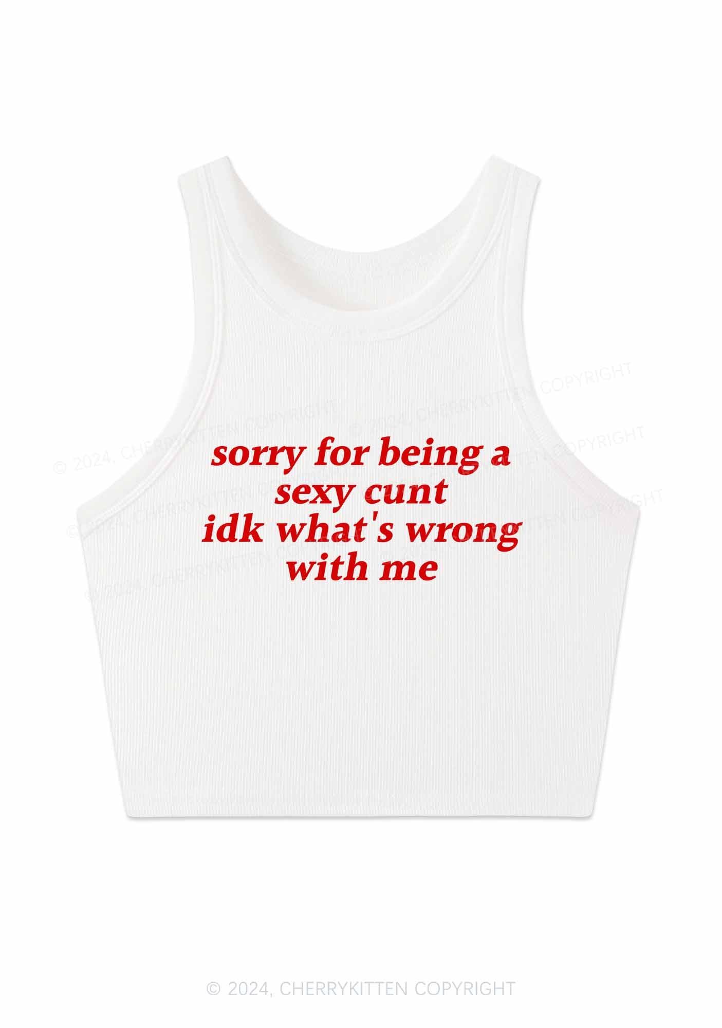 Sorry For Being Cxxt Y2K Crop Tank Top Cherrykitten