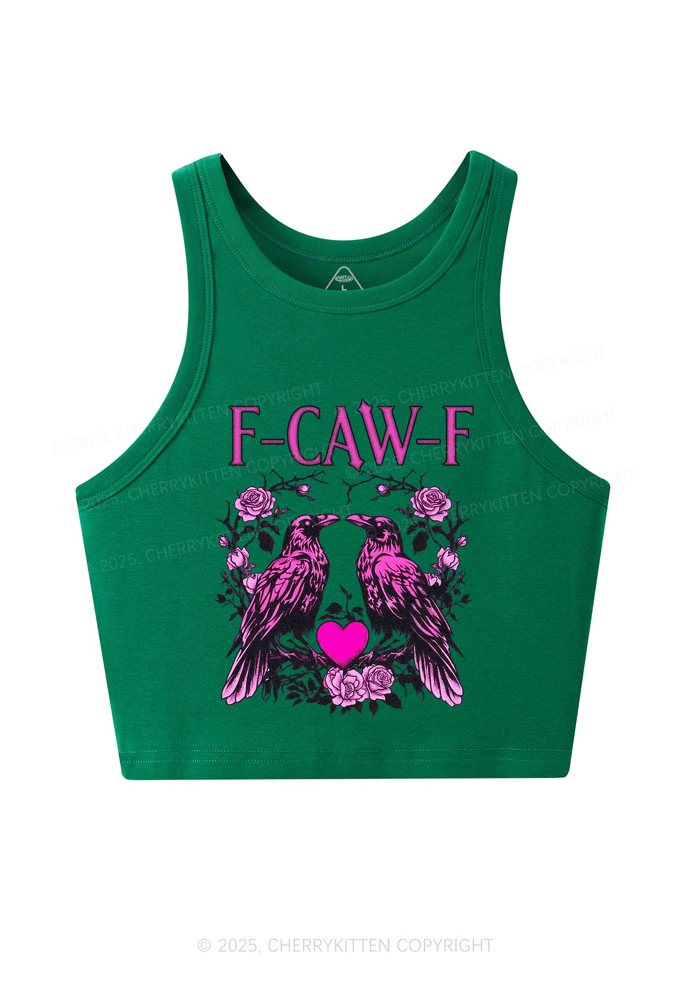 F CAW F Pink Ravens Valentine's Day Y2K Crop Tank Top Cherrykitten
