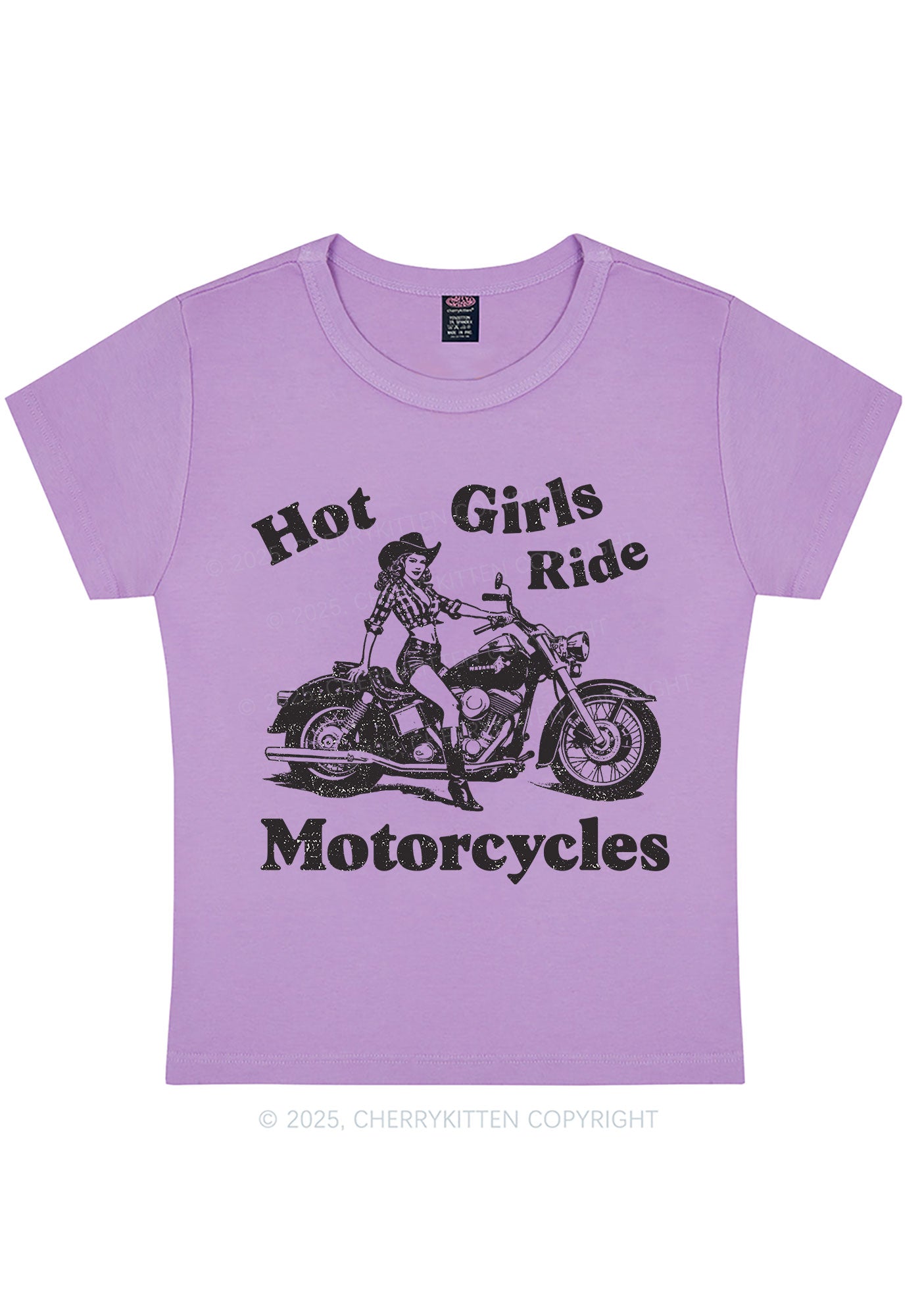 Curvy Hot Girls Ride Motorcycles Y2K Baby Tee Cherrykitten