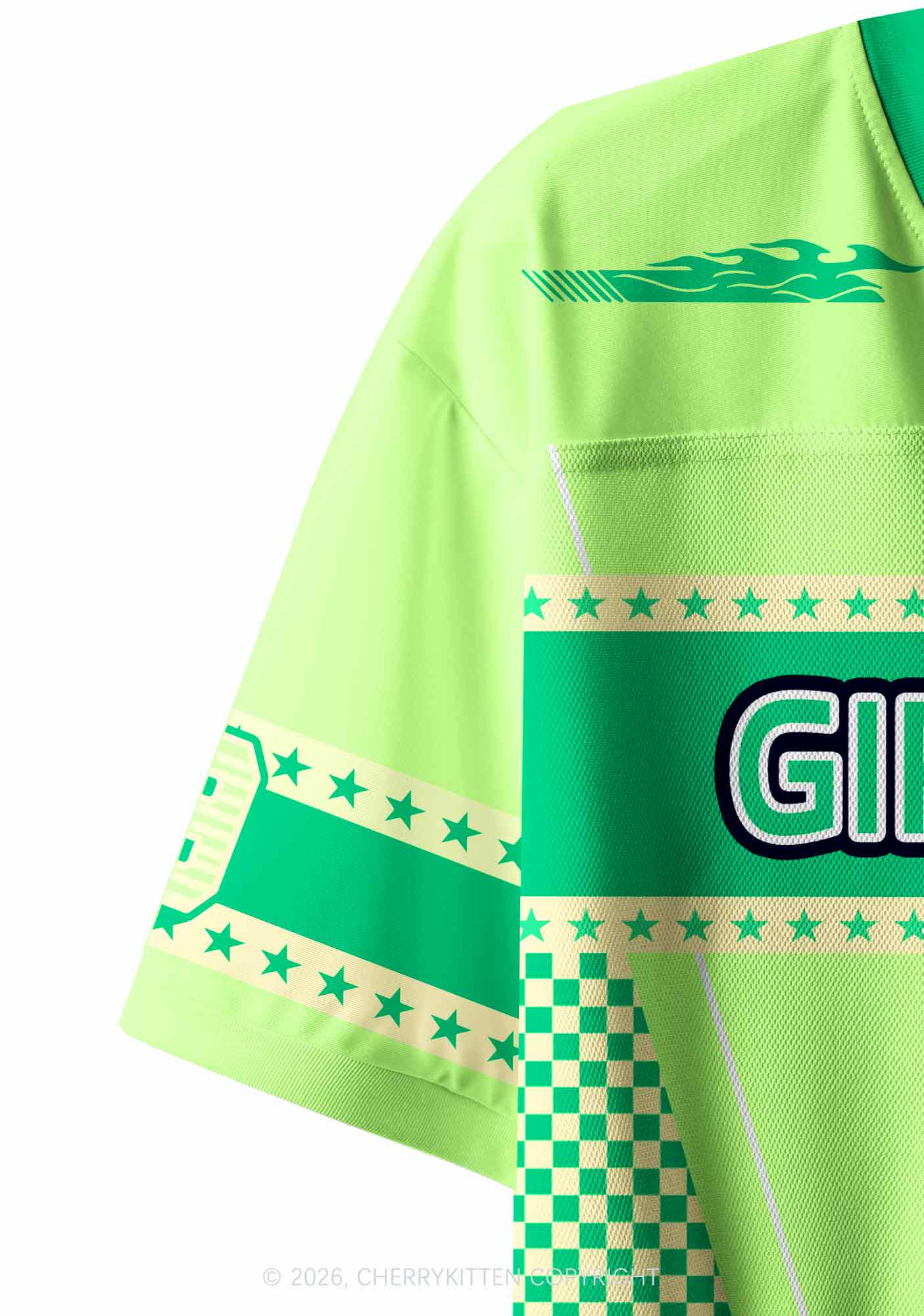 Green Girl Kisser Pride Y2K Crop Sport Jersey Shirts Cherrykitten