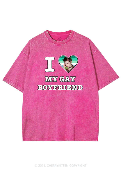 Custom My Gay BF Pride Y2K Shirts Washed Tee Cherrykitten
