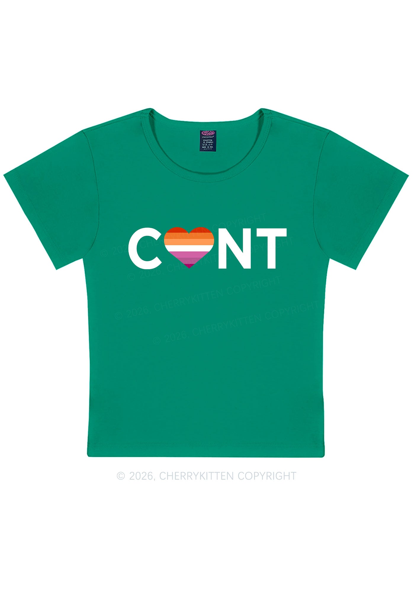 Lesbian Heart Cxxt Pride Y2K Baby Tee Cherrykitten
