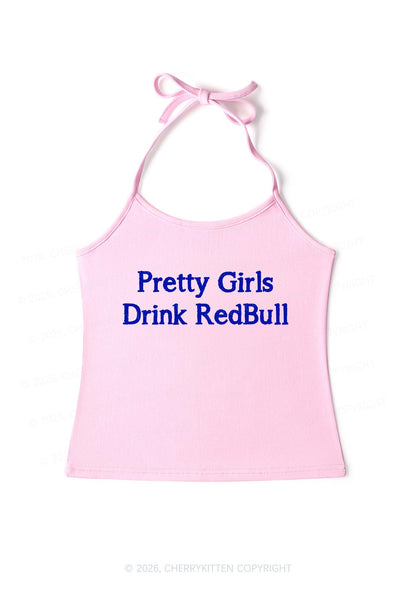 Pretty Girls Drink Red Y2K Halter Neck Cami Cherrykitten