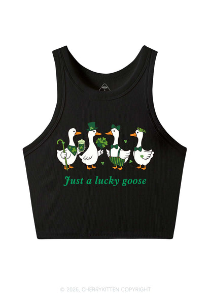 Just A Lucky Goose St Patricks Y2K Crop Tank Top Cherrykitten