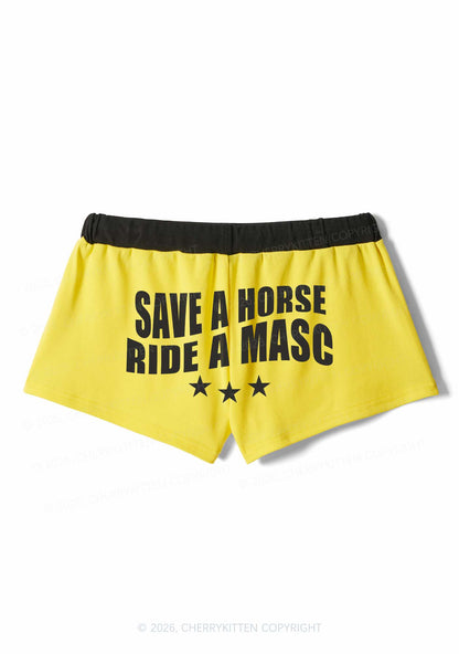 Save Horse Ride Masc Pride Y2K Drawstring Mini Shorts Cherrykitten