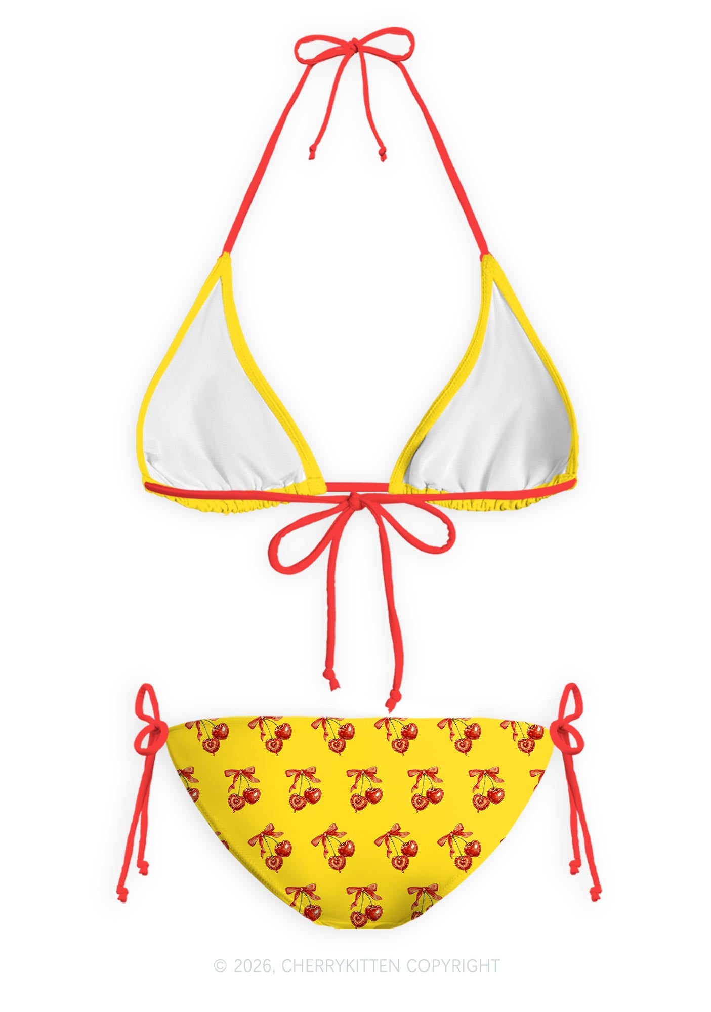 Yellow Bite Me Y2K Print Bikini Set Cherrykitten