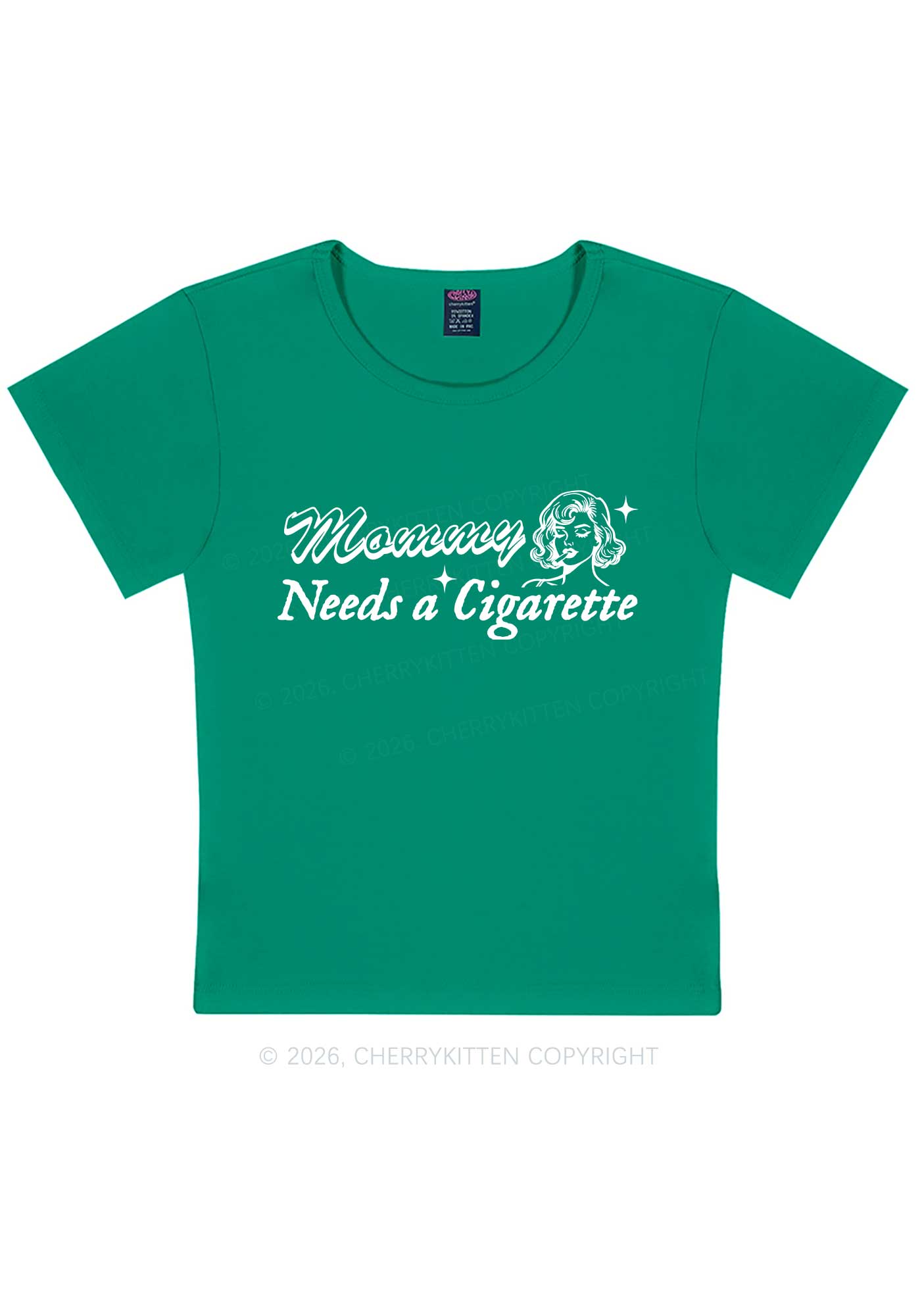 Mommy Needs Cigarette Y2K Baby Tee Cherrykitten