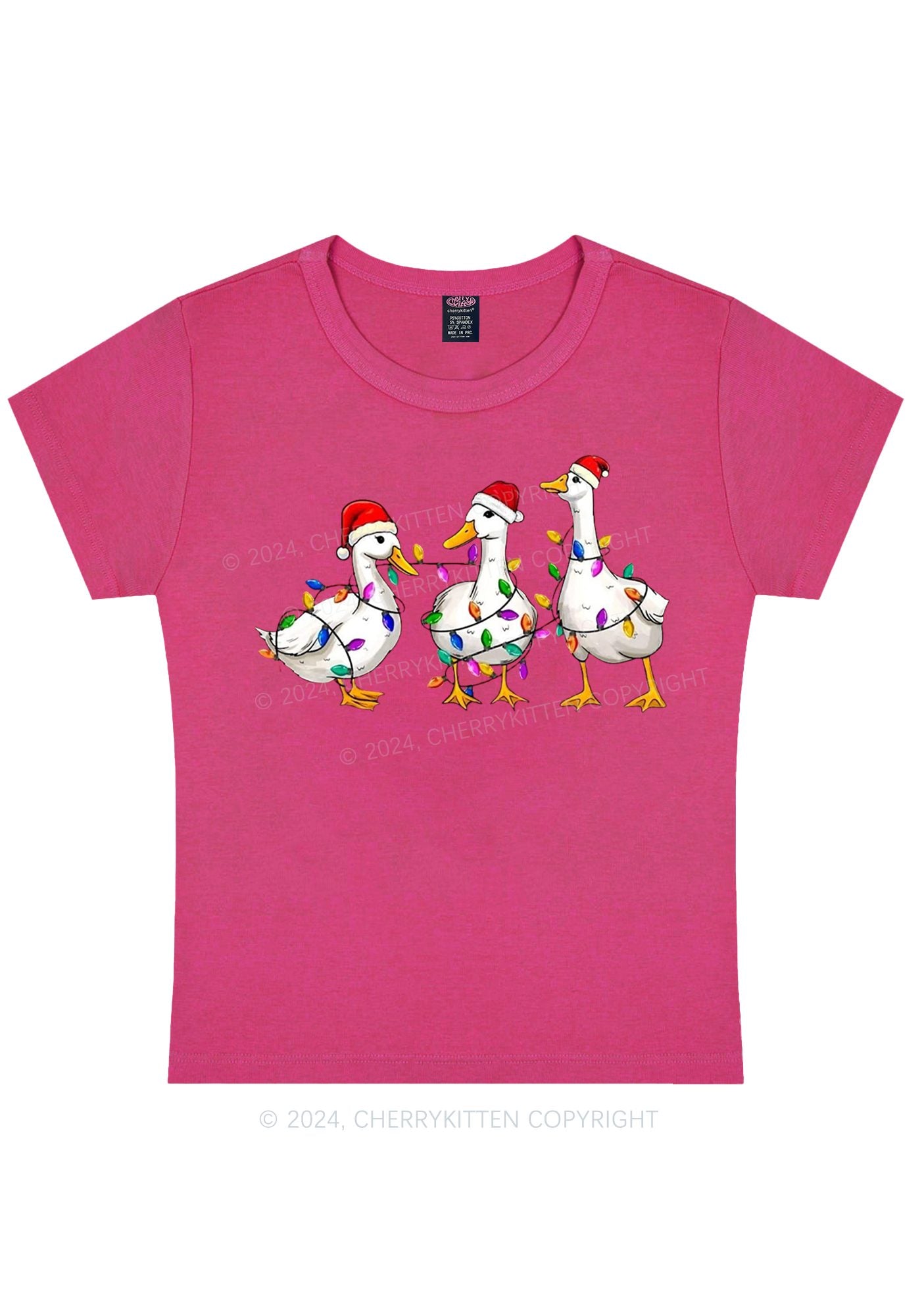 Christmas Santa Duck Y2K Baby Tee Cherrykitten