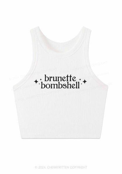 Brunette Bombshell Y2K Crop Tank Top Cherrykitten