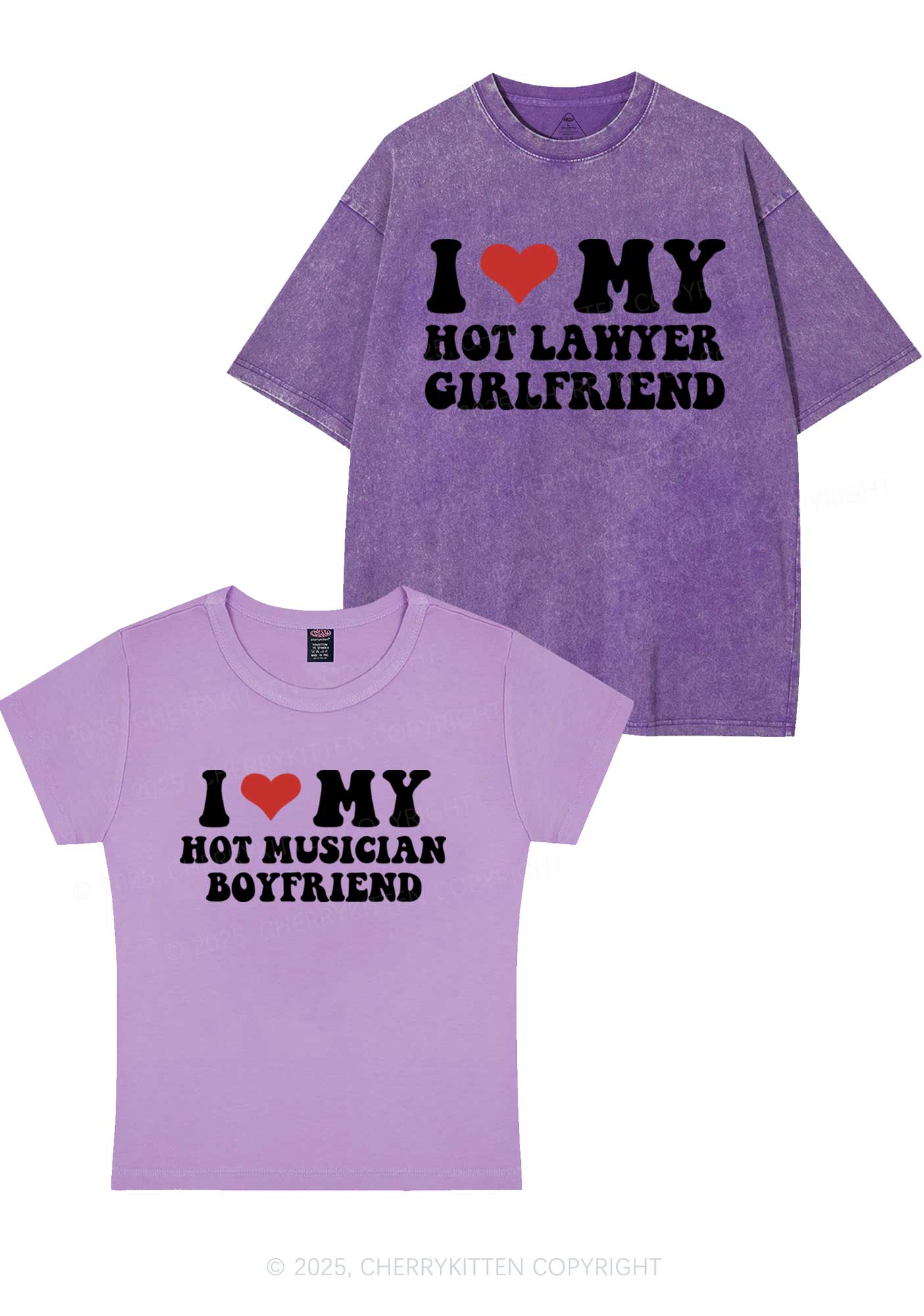 Custom My Hot Lawyer GF Y2K Valentine's Day Couple Shirt Cherrykitten