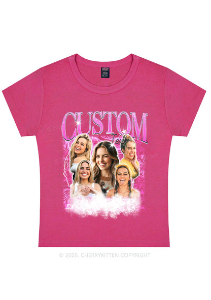 Custom Portrait Glitter Text Y2K Baby Tee Cherrykitten