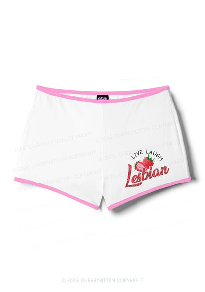 Live Laugh Lesbian Pride Y2K Booty Shorts Cherrykitten