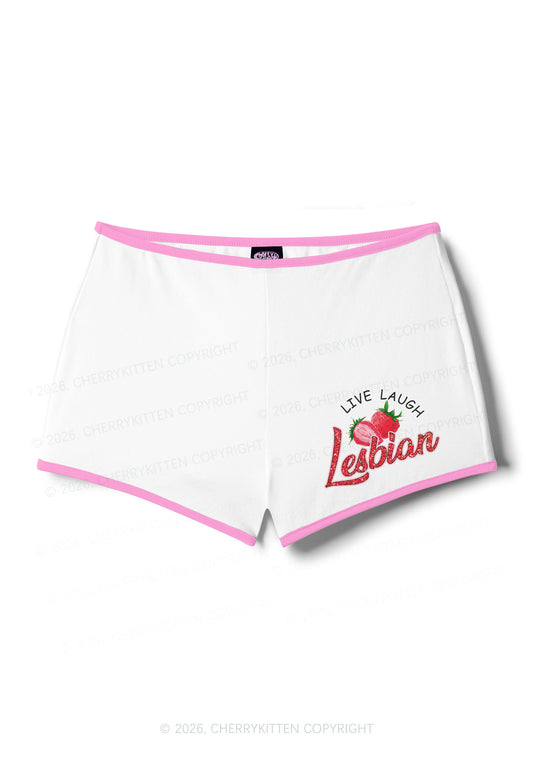 Live Laugh Lesbian Pride Y2K Booty Shorts Cherrykitten