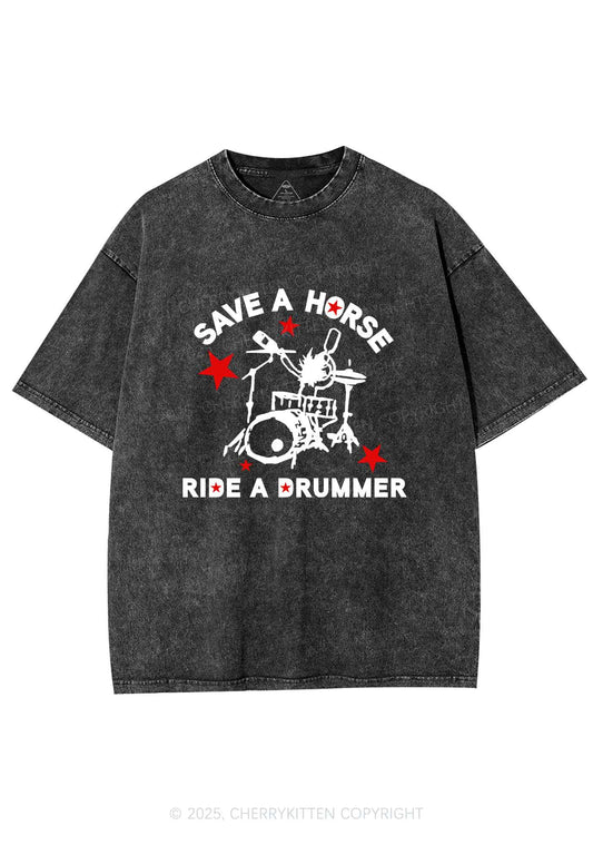 Save Horse Ride Drummer Y2K Shirts Washed Tee Cherrykitten
