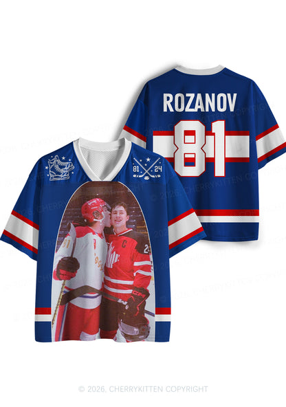 Blue Hockey Boys Kissing HR Y2K Sport Jersey Shirts Cherrykitten