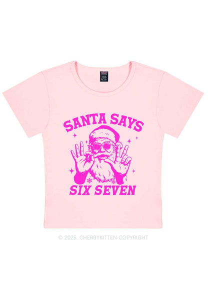 Christmas Santa Says Six Seven Y2K Baby Tee Cherrykitten