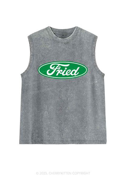 Green Fried Y2K Washed Tank Cherrykitten