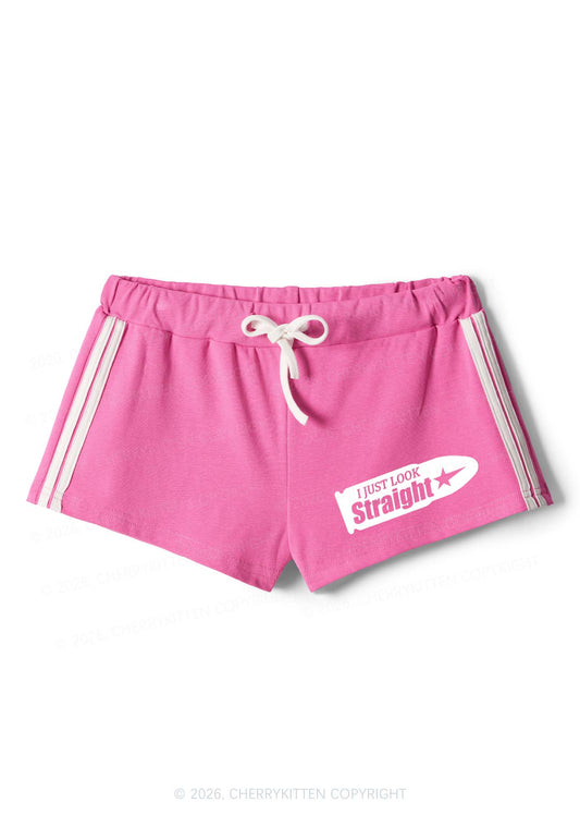 I Just Look Straight Pride Y2K Drawstring Mini Shorts Cherrykitten