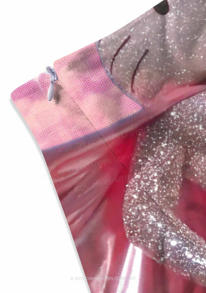 Diamond Kitten Y2K Print Mini Skirt Cherrykitten