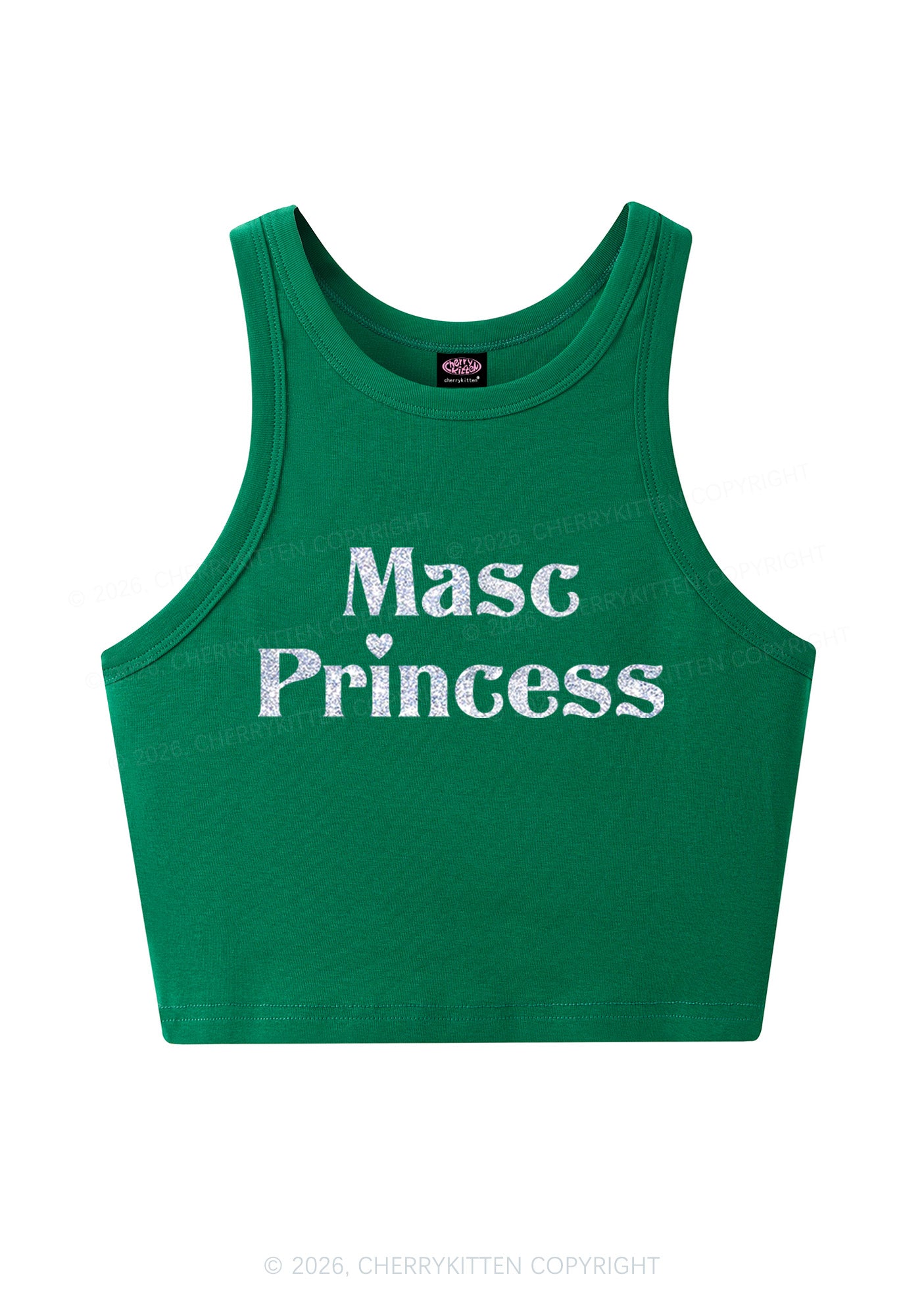 Glitter Masc Princess Pride Y2K Crop Tank Top Cherrykitten