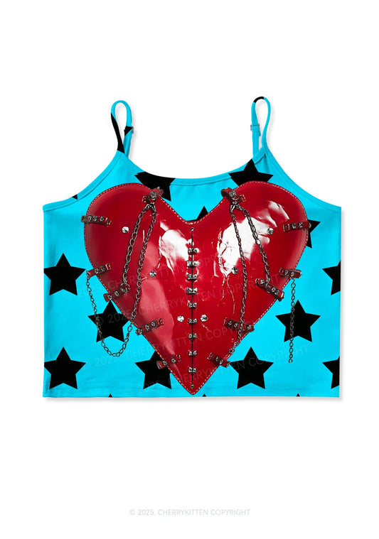 Punk Red Heart Y2K Print Cami Crop Top Cherrykitten
