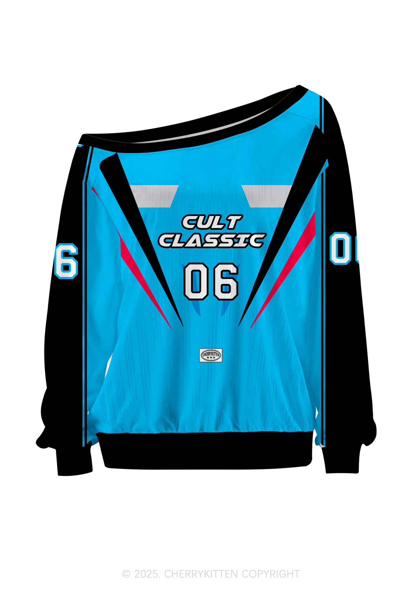 Custom Blue Cult Classic Y2K Off Shoulder Long Sleeve Sport Jersey Shirts Cherrykitten