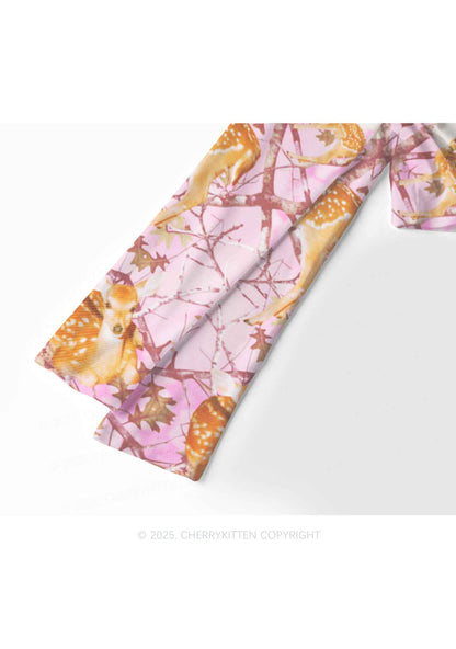 Pink Wood Deer Y2K Mesh Long Sleeve Crop Top Cherrykitten