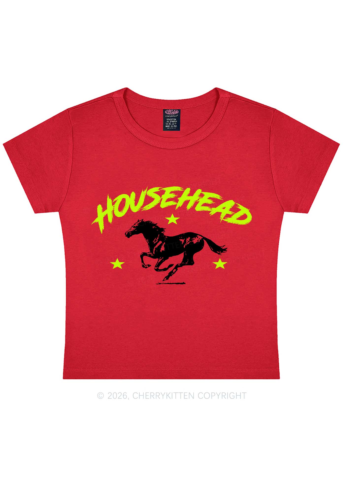 Retro Star Househead Horse Y2K Baby Tee Cherrykitten