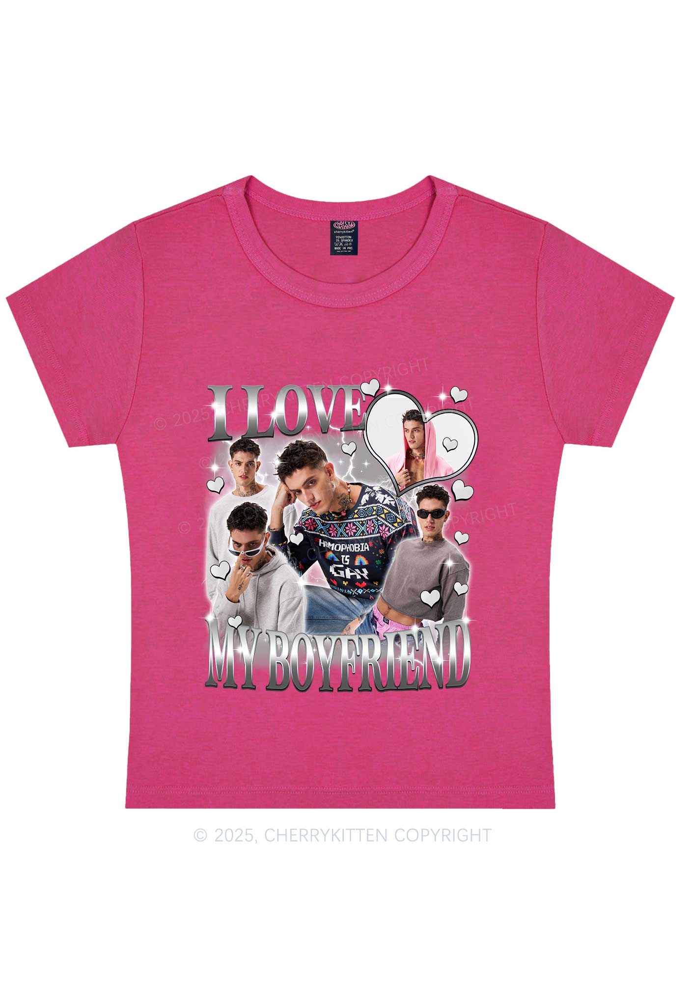 Custom Sparkly Heart I Love BF GF Y2K Baby Tee Cherrykitten